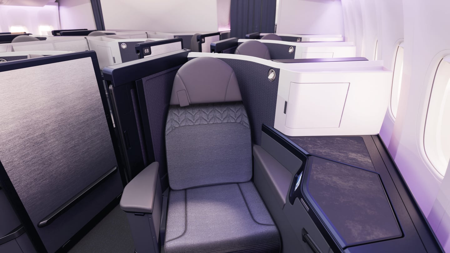 Kabin Air New Zealand Business Premier pada Boeing 777-300ER.